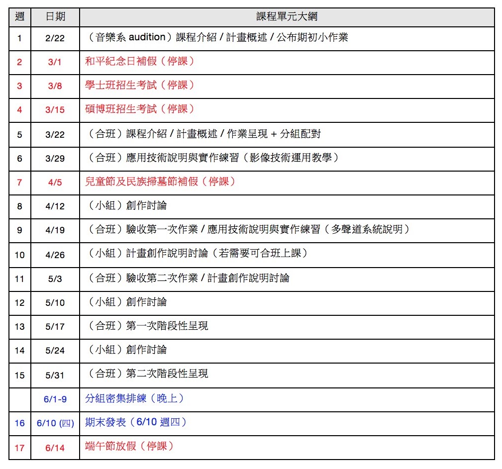 聲光對位-聲響跨域共創課程與展演計畫 大綱